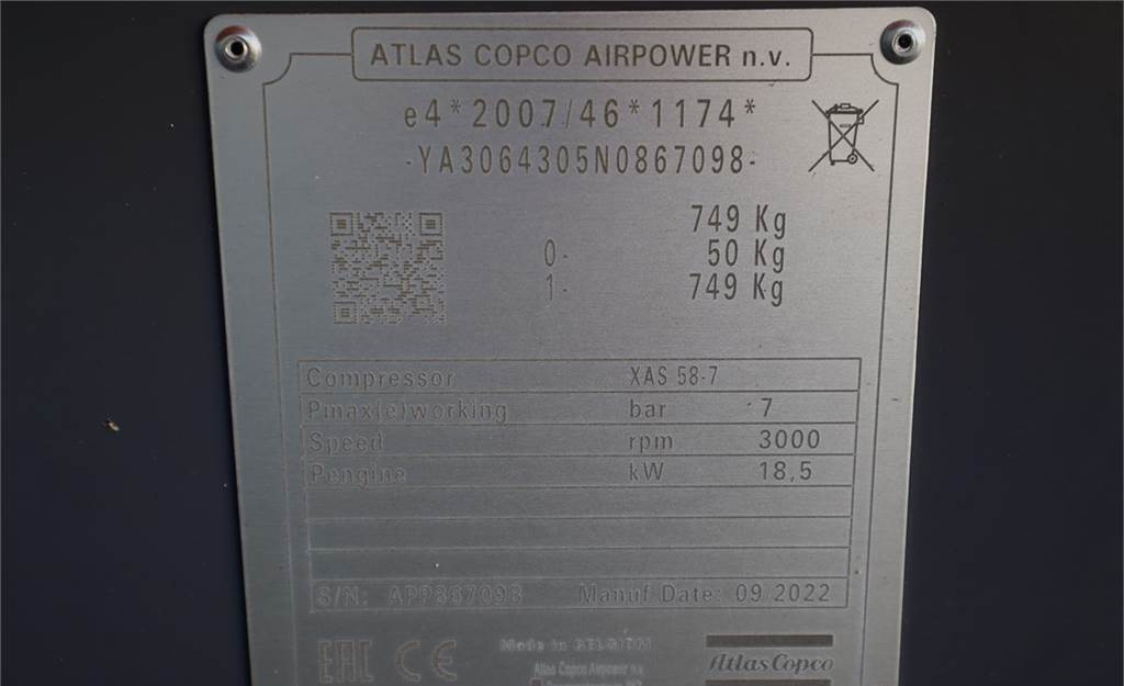 Zračni kompresor Atlas Copco XAS 58-7 Valid inspection, *Guarantee! Diesel, Vol: slika 6