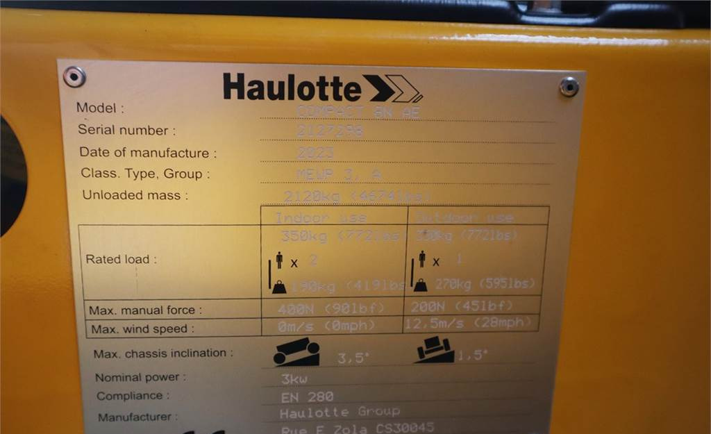 Škarjasta dvižna ploščad Haulotte Compact 8N Valid inspection, *Guarantee! 8m Workin: slika 16