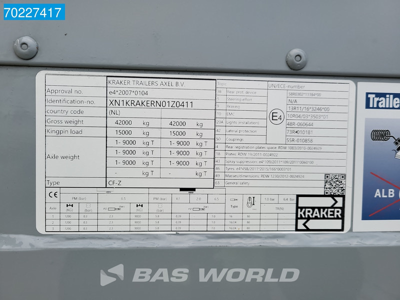 Tovorna pohodna polprikolica kraker CF-Z 3 axles NL-Trailer Liftachse TÜV APK 10-24 BPW: slika 18