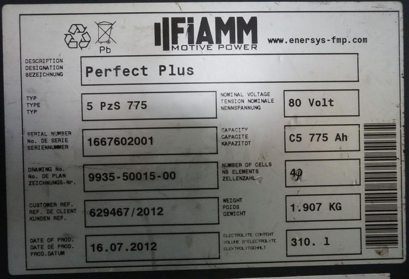 Akumulator FIAMM 80 Volt 5 PzS 775 Ah: slika 5