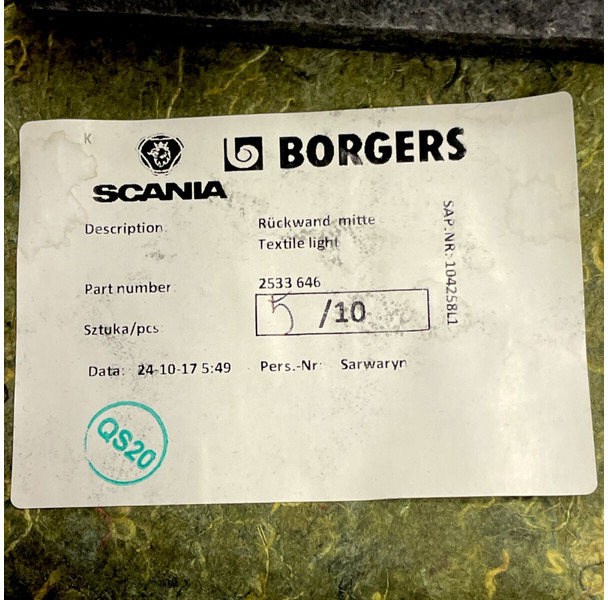 Kabina in notranjost Scania SCANIA, BORGERS R-Series (01.16-): slika 4
