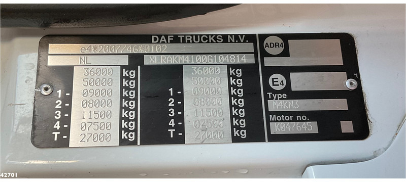 Kotalni prekucni tovornjak, Tovornjak z dvigalom DAF FAQ CF 400 8x2 Euro 6 HMF 21 Tonmeter laadkraan: slika 15