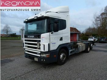 Kontejnerski tovornjak/ tovornjak z zamenljivim tovoriščem Scania 124 420 6x2, Euro 3, Retarder, Opticruise, dE