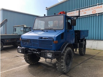 Mercedes-Benz UNIMOG 4x4 WITH OPEN BOX AND PALFINGER CRANE (FULL STEEL / MANUAL GEARBOX) - Tovornjak z dvigalom