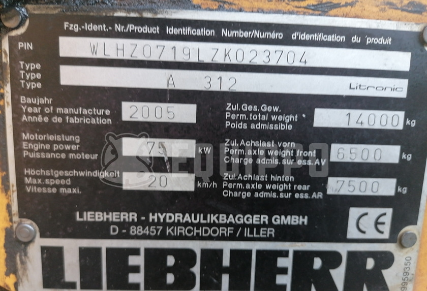 Liebherr A 312 (without bucket) Wheeled Excavator - Bager na kolesih: slika 5