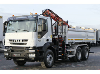Tovornjak prekucnik, Tovornjak z dvigalom IVECO TRAKKER 410 / 6X4 / 2 STR. WYWROTKA + HDS ATLAS 125.2 / HYDROBU: slika 1