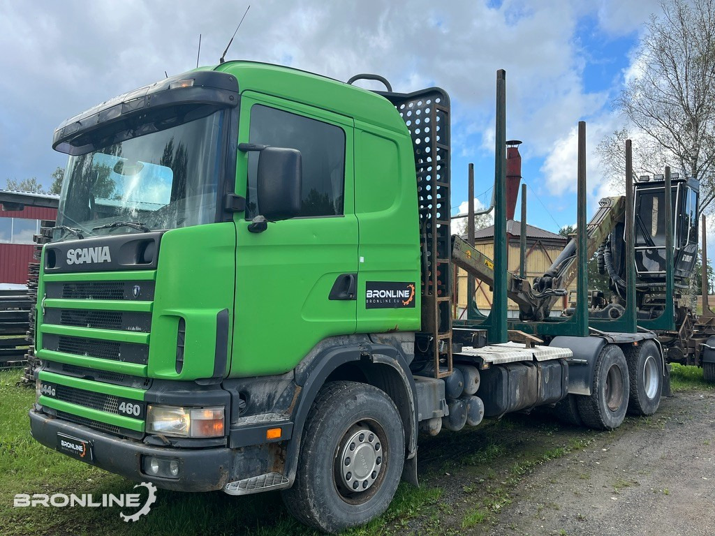 2001 Scania R144 6x4 Loglift + 1997 Närko TP3-RT-280 - Tovornjak za prevoz lesa: slika 1 2001 Scania R144 6x4 Loglift + 1997 Närko TP3-RT-280 - Tovornjak za prevoz lesa: slika 1