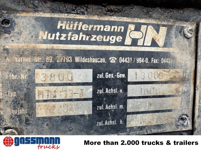 Hüffermann HTM 13-T Anhänger für Abetzcontainer - Kontejnerska prikolica/ Prikolica z zamenljivim tovoriščem: slika 2 Hüffermann HTM 13-T Anhänger für Abetzcontainer - Kontejnerska prikolica/ Prikolica z zamenljivim tovoriščem: slika 2