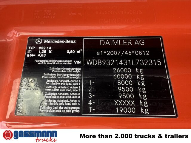 Mercedes-Benz Actros 2644/48 K 6x4, Manual Gearbox, Full Steel - Tovornjak-šasija: slika 2 Mercedes-Benz Actros 2644/48 K 6x4, Manual Gearbox, Full Steel - Tovornjak-šasija: slika 2