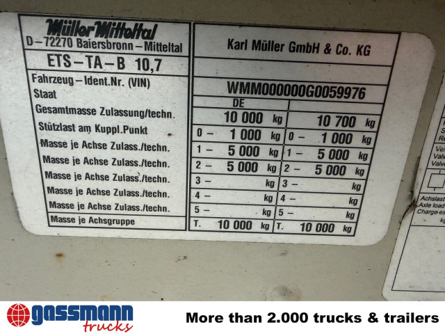 Müller-Mitteltal ETS-TA-B 10,7 - Nizko noseča prikolica: slika 3 Müller-Mitteltal ETS-TA-B 10,7 - Nizko noseča prikolica: slika 3