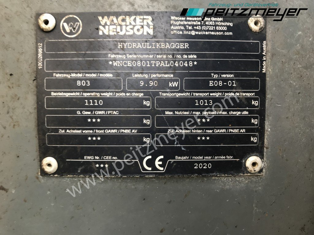 Mini bager Wacker - Neuson MINIBAGGER 803 verstellb. Fahrwerk: slika 15