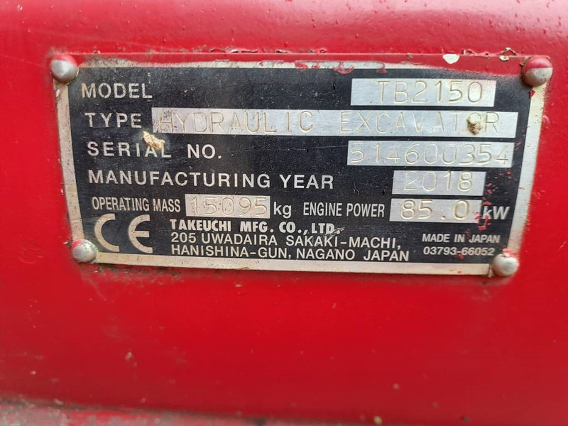 Bager goseničar Takeuchi TB 2150: slika 12