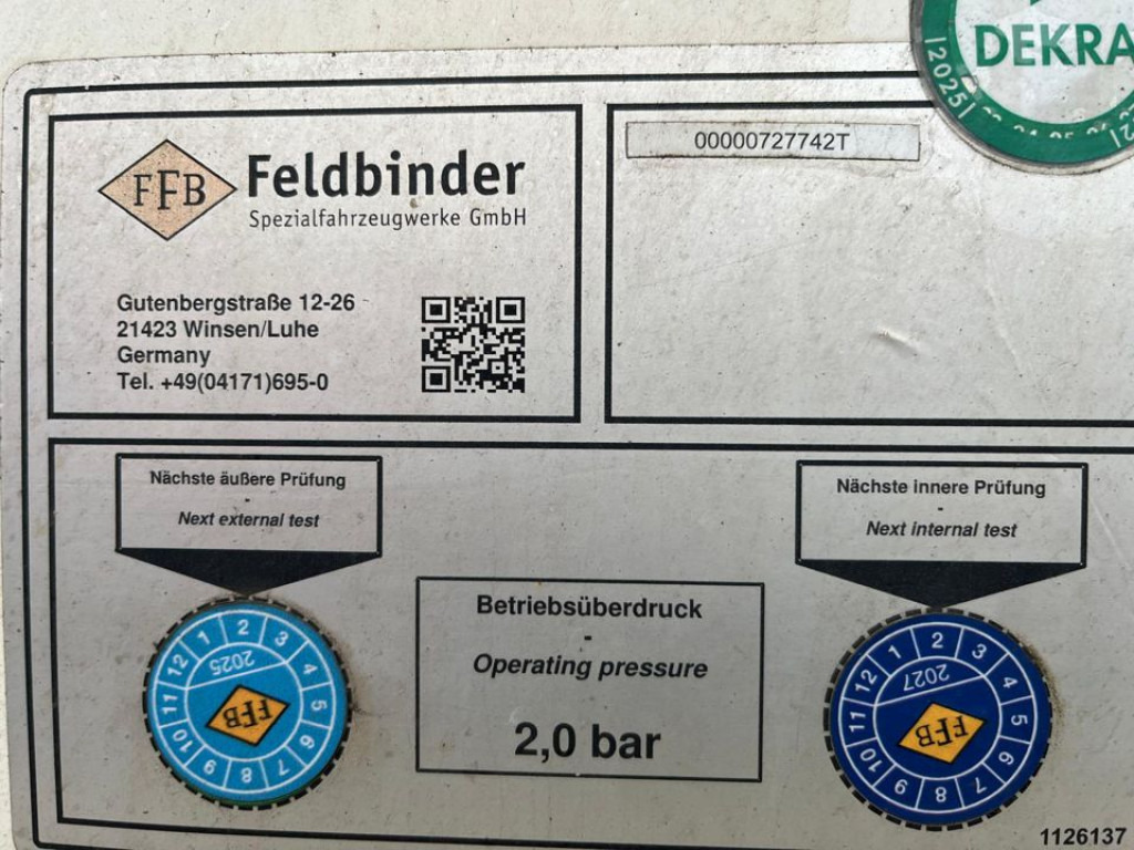 FELDBINDER Silo für Staub und Rieselgüter EUT 40.3 Auflieger Zement 40m³, Lenkachse - Silos cisterna: slika 5 FELDBINDER Silo für Staub und Rieselgüter EUT 40.3 Auflieger Zement 40m³, Lenkachse - Silos cisterna: slika 5