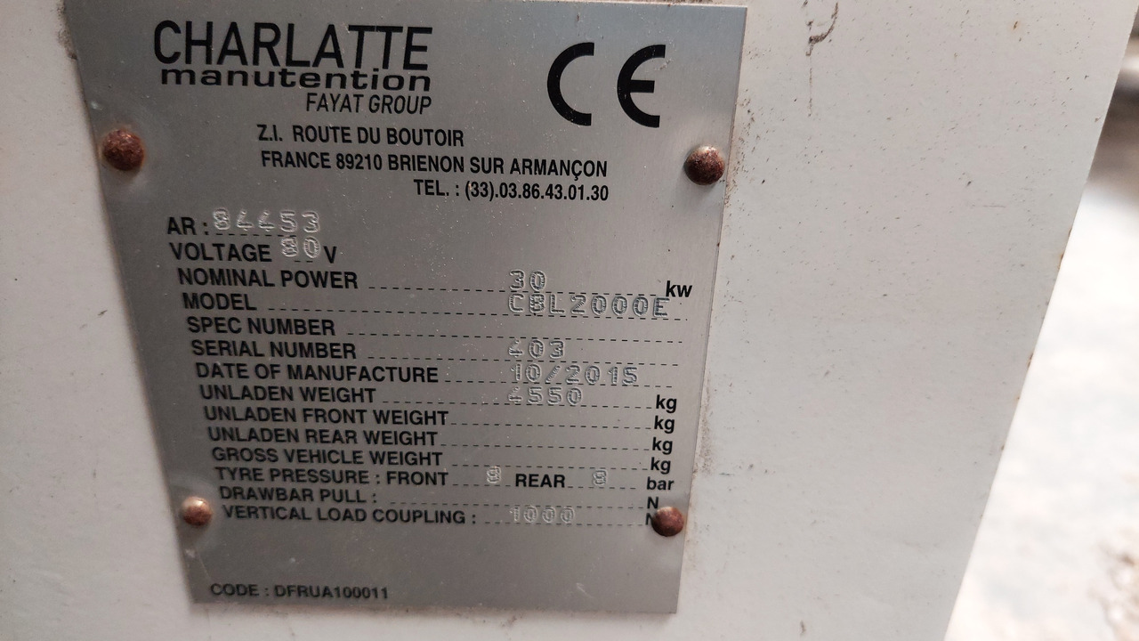 CBL2000E belt loader Charlatte - Transporter za prtljago: slika 2 CBL2000E belt loader Charlatte - Transporter za prtljago: slika 2