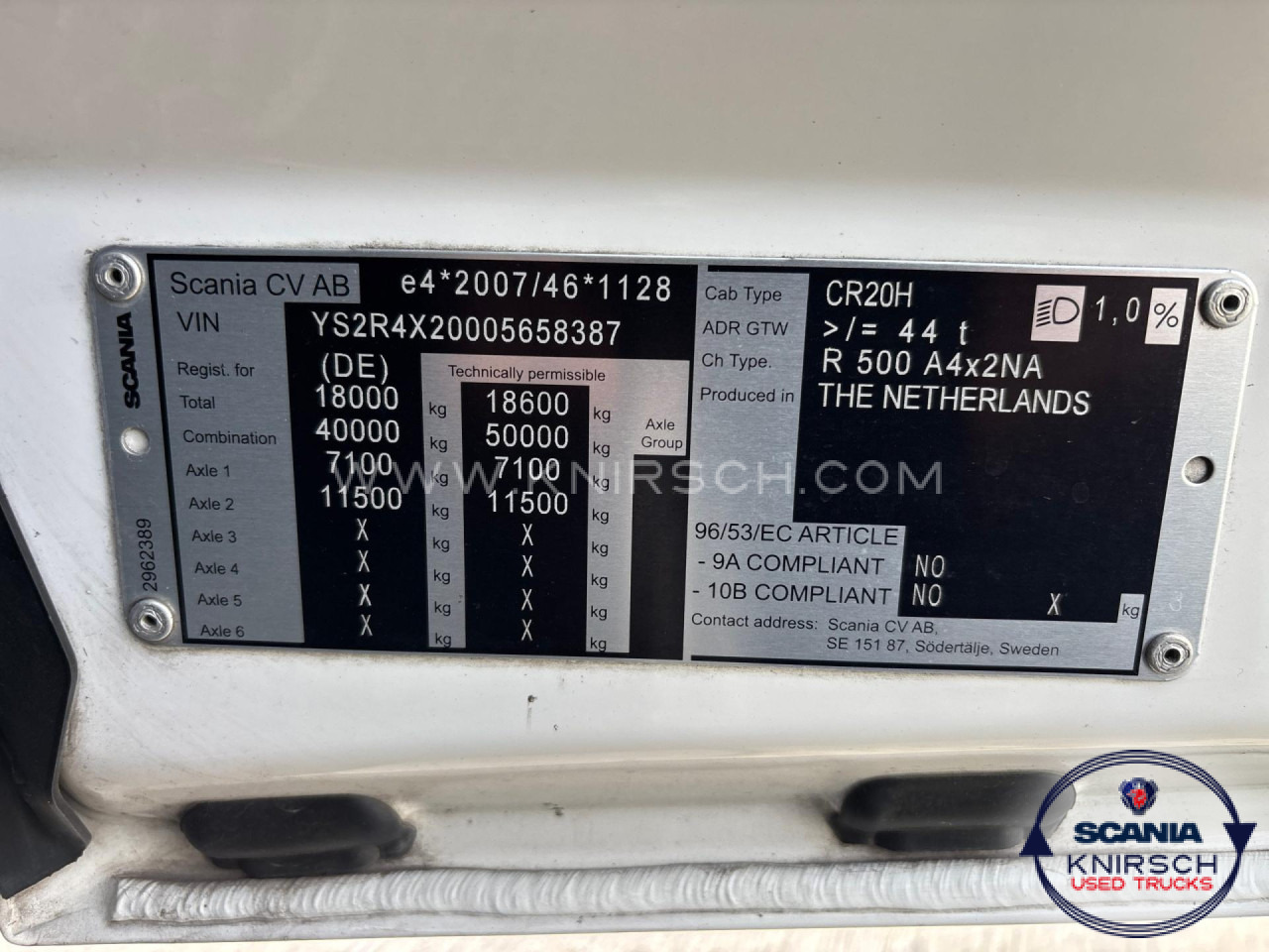 SCANIA R500A4x2NA / ADR FL / PTO / 1000 L Tank - Vlačilec: slika 5 SCANIA R500A4x2NA / ADR FL / PTO / 1000 L Tank - Vlačilec: slika 5