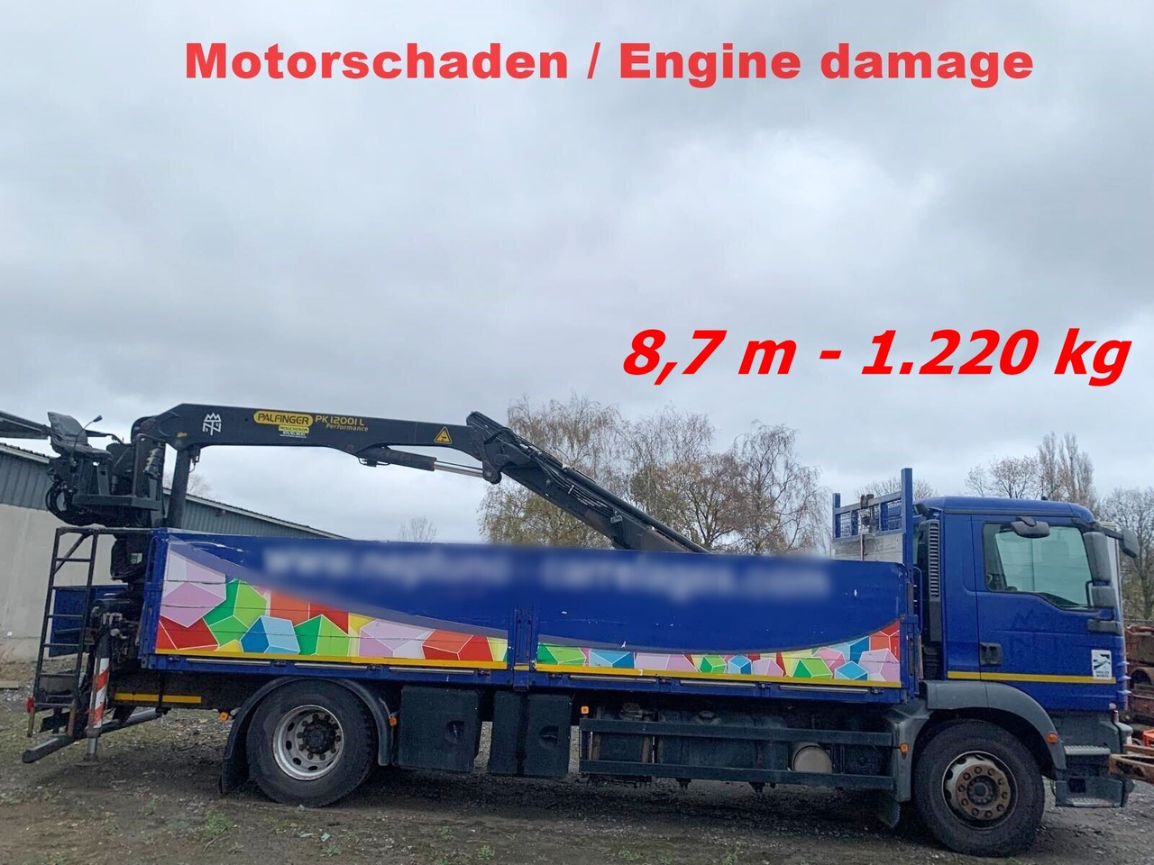 MAN TGM 18.290 4x2 BL mit MOTORSCHADEN! TGM 18.290 4x2 BL, Heckkran Palfinger PK12001L, MOTORSCHADEN! - Tovornjak z dvigalom, Tovornjak s kesonom: slika 1 MAN TGM 18.290 4x2 BL mit MOTORSCHADEN! TGM 18.290 4x2 BL, Heckkran Palfinger PK12001L, MOTORSCHADEN! - Tovornjak z dvigalom, Tovornjak s kesonom: slika 1