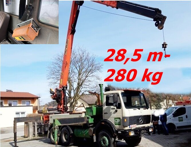 Mercedes-Benz 2635 6x4 2635 6x4, V8, Heckkran Palfinger PK 28000, Funk, 28,5m-280kg - Tovornjak z dvigalom, Tovornjak s kesonom: slika 1 Mercedes-Benz 2635 6x4 2635 6x4, V8, Heckkran Palfinger PK 28000, Funk, 28,5m-280kg - Tovornjak z dvigalom, Tovornjak s kesonom: slika 1