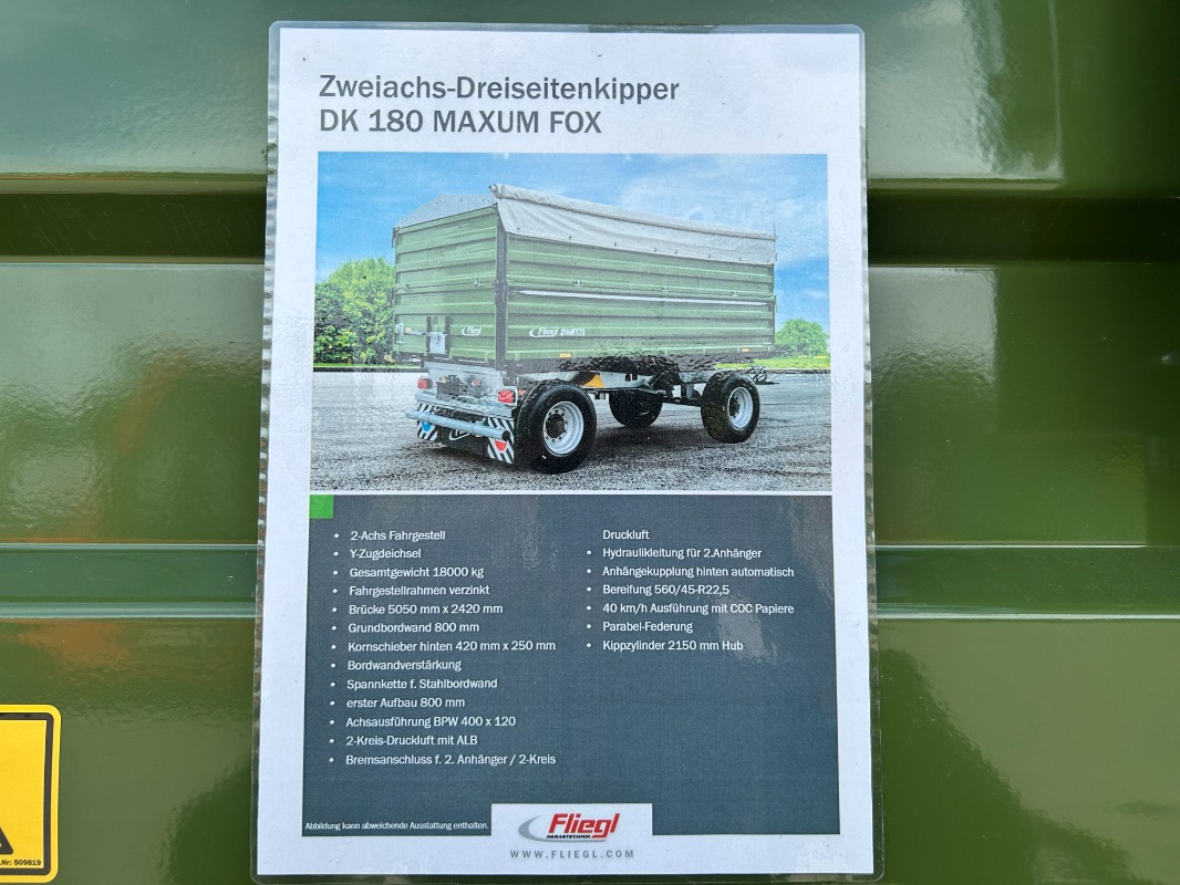 Nov Prikolica Fliegl DK 180 Maxum Fox limited: slika 10