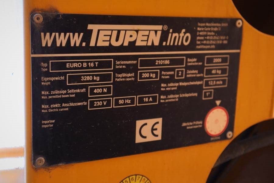 Teupen EURO B16T Driving Licence B/3, Diesel, 16m Working - Dvižna ploščad montirana na tovornjak: slika 5 Teupen EURO B16T Driving Licence B/3, Diesel, 16m Working - Dvižna ploščad montirana na tovornjak: slika 5