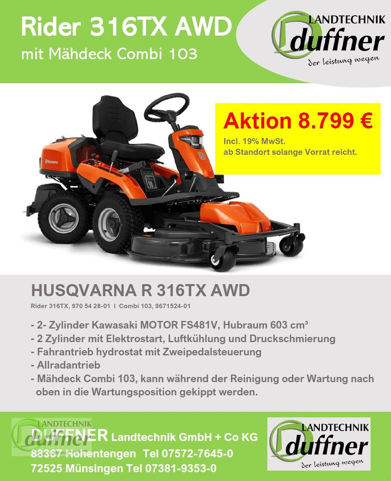 Husqvarna Rider 316TX AWD Allrad - Vrtna kosilnica: slika 1 Husqvarna Rider 316TX AWD Allrad - Vrtna kosilnica: slika 1