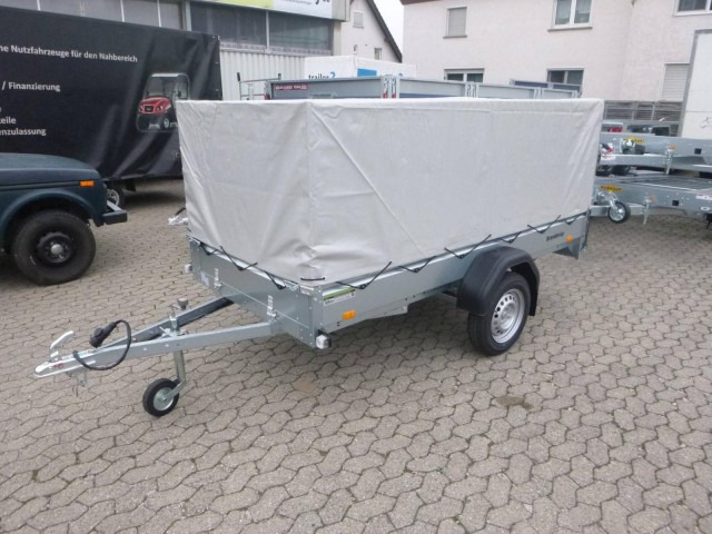 Brenderup Tieflader 2270SUB750 Stahl, 0,75 to. 2700x1300x270mm mit Hochplane 105 cm Lichte Höhe - Avtomobilska prikolica: slika 1 Brenderup Tieflader 2270SUB750 Stahl, 0,75 to. 2700x1300x270mm mit Hochplane 105 cm Lichte Höhe - Avtomobilska prikolica: slika 1