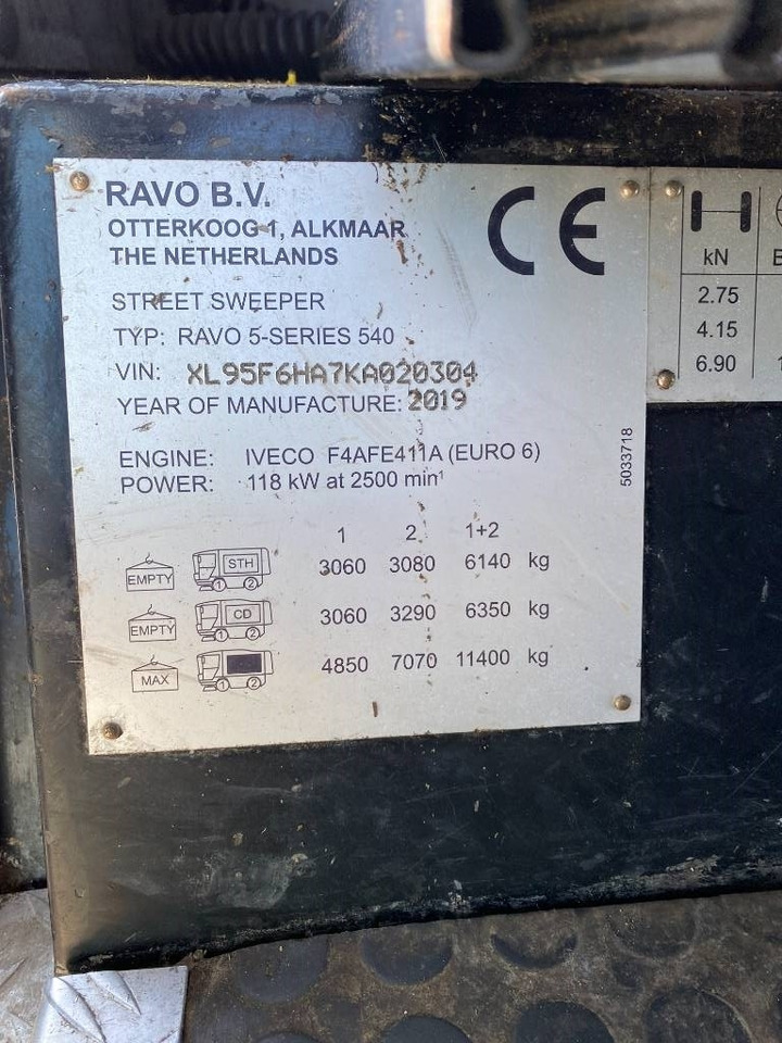 Vozilo za pometanje Ravo CR 540 Euro6 Certificat CE / Origine Française: slika 7