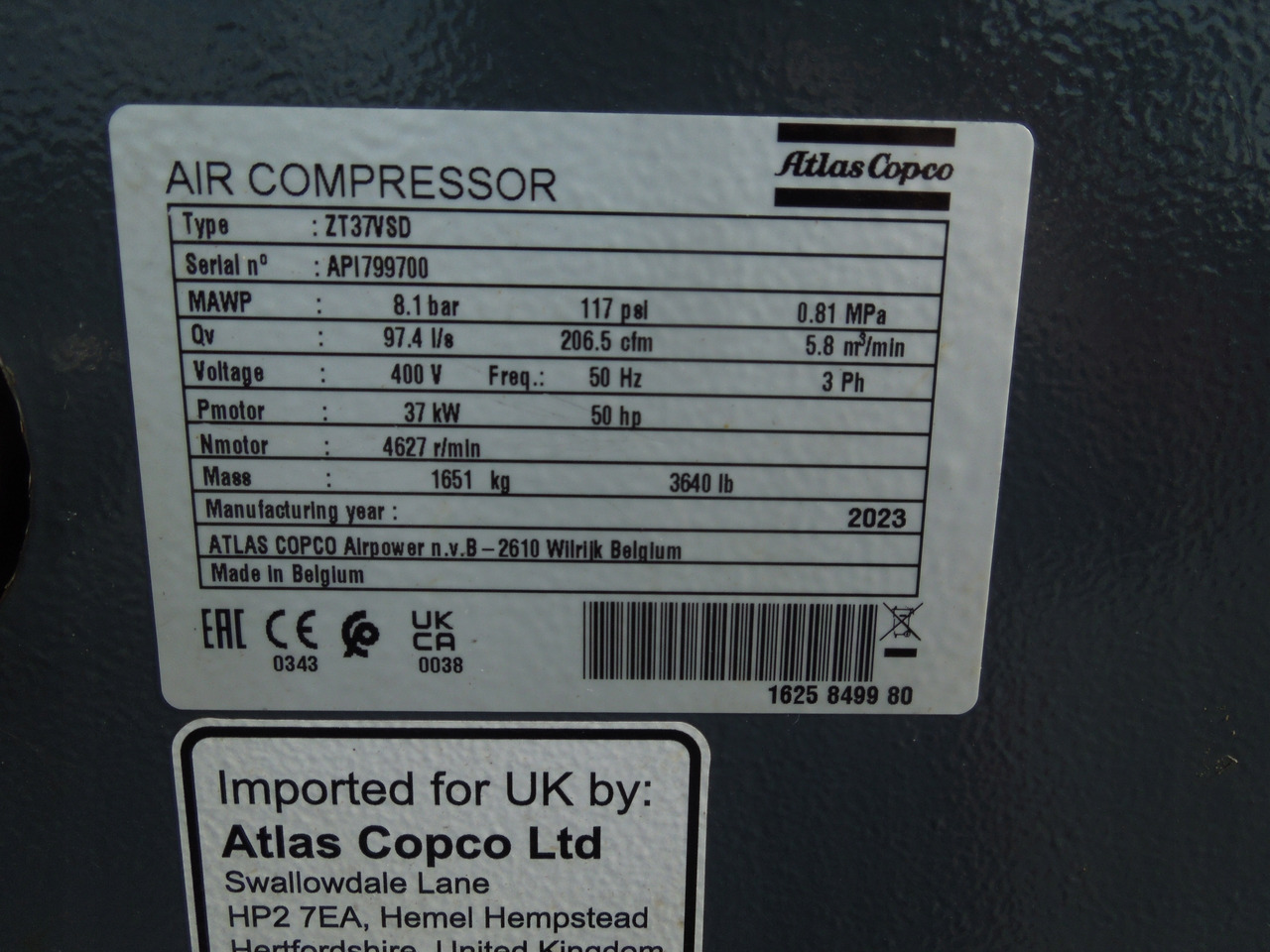 ATLAS COPCO ZT37VSDFF - Zračni kompresor: slika 1 ATLAS COPCO ZT37VSDFF - Zračni kompresor: slika 1