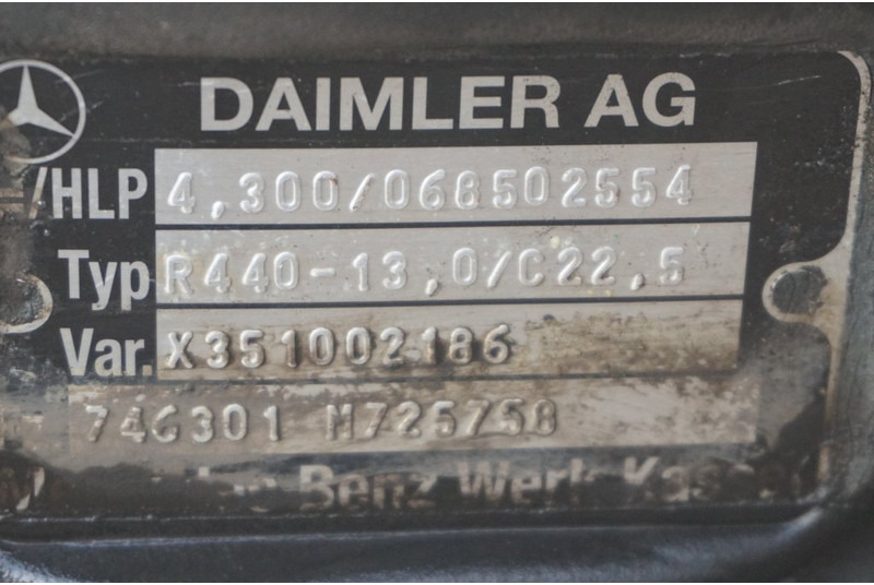 Mercedes-Benz R440-13A/C22.5 43/10 I=4.300 - Zadnja os za Tovornjak: slika 4 Mercedes-Benz R440-13A/C22.5 43/10 I=4.300 - Zadnja os za Tovornjak: slika 4