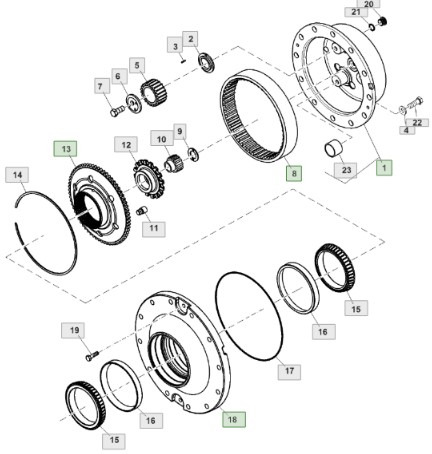 John Deere 7830 Zwolnica Kapelusz Piasta Koło Koronkowe RE564018 R554716 R104756 - Bočni reduktor za Kmetijski stroj: slika 2 John Deere 7830 Zwolnica Kapelusz Piasta Koło Koronkowe RE564018 R554716 R104756 - Bočni reduktor za Kmetijski stroj: slika 2