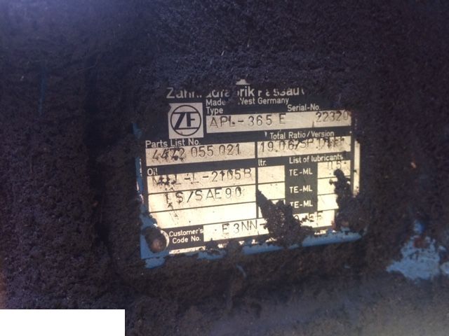 Most napędowy ZF APL 365 - Os in deli za Kmetijski stroj: slika 1 Most napędowy ZF APL 365 - Os in deli za Kmetijski stroj: slika 1