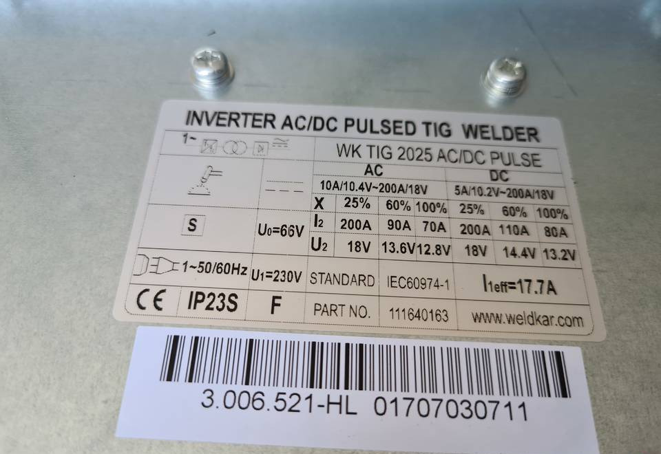 Spawarka Tig WELDKAR WK 2025 AC/DC Puls, 200A - Varilna oprema: slika 5 Spawarka Tig WELDKAR WK 2025 AC/DC Puls, 200A - Varilna oprema: slika 5