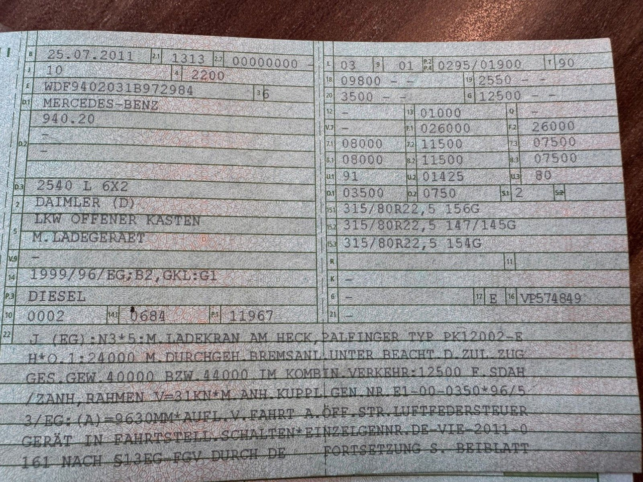 Mercedes-Benz 2540 6X2 Pritsche Palfinger PK 12002 mit Funk - Tovornjak z dvigalom: slika 2 Mercedes-Benz 2540 6X2 Pritsche Palfinger PK 12002 mit Funk - Tovornjak z dvigalom: slika 2