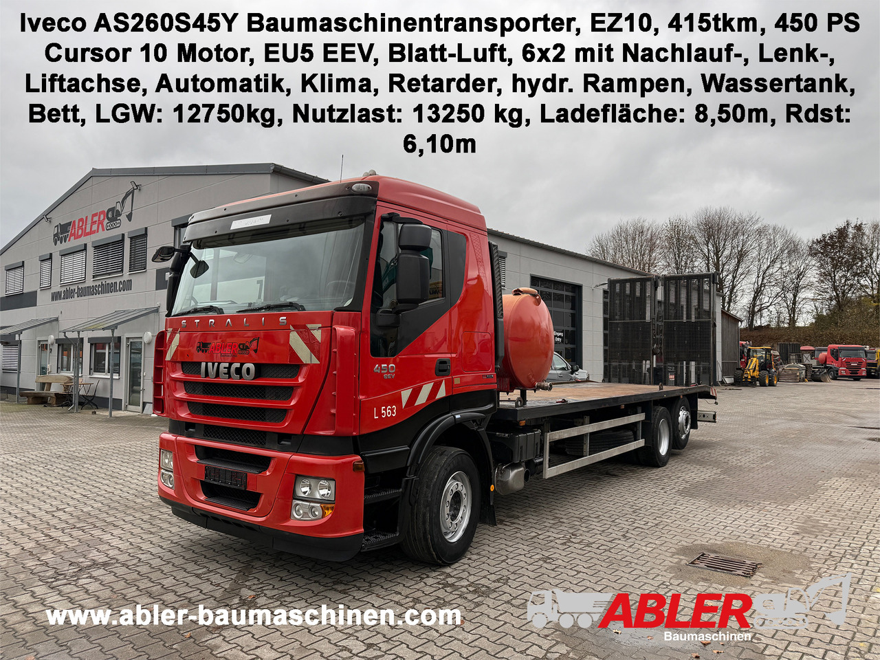 Iveco AS260S45 Baumaschinentransporter hydr. Rampe - Tovornjak avtotransporter: slika 1 Iveco AS260S45 Baumaschinentransporter hydr. Rampe - Tovornjak avtotransporter: slika 1