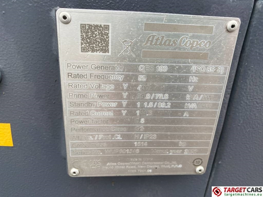 Nov Generator Atlas Copco QES100 Diesel 100KVA Generator 400/230V Unused: slika 10