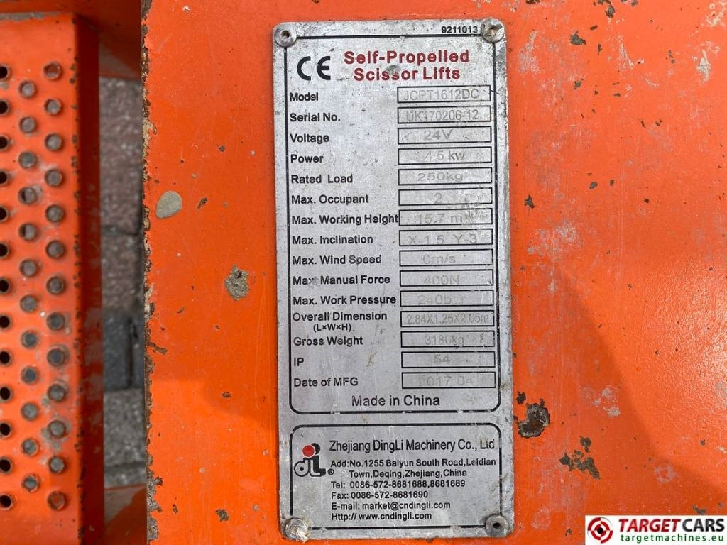 Škarjasta dvižna ploščad Dingli JCPT1612DC Electric Scissor Work Lift 1570cm: slika 10