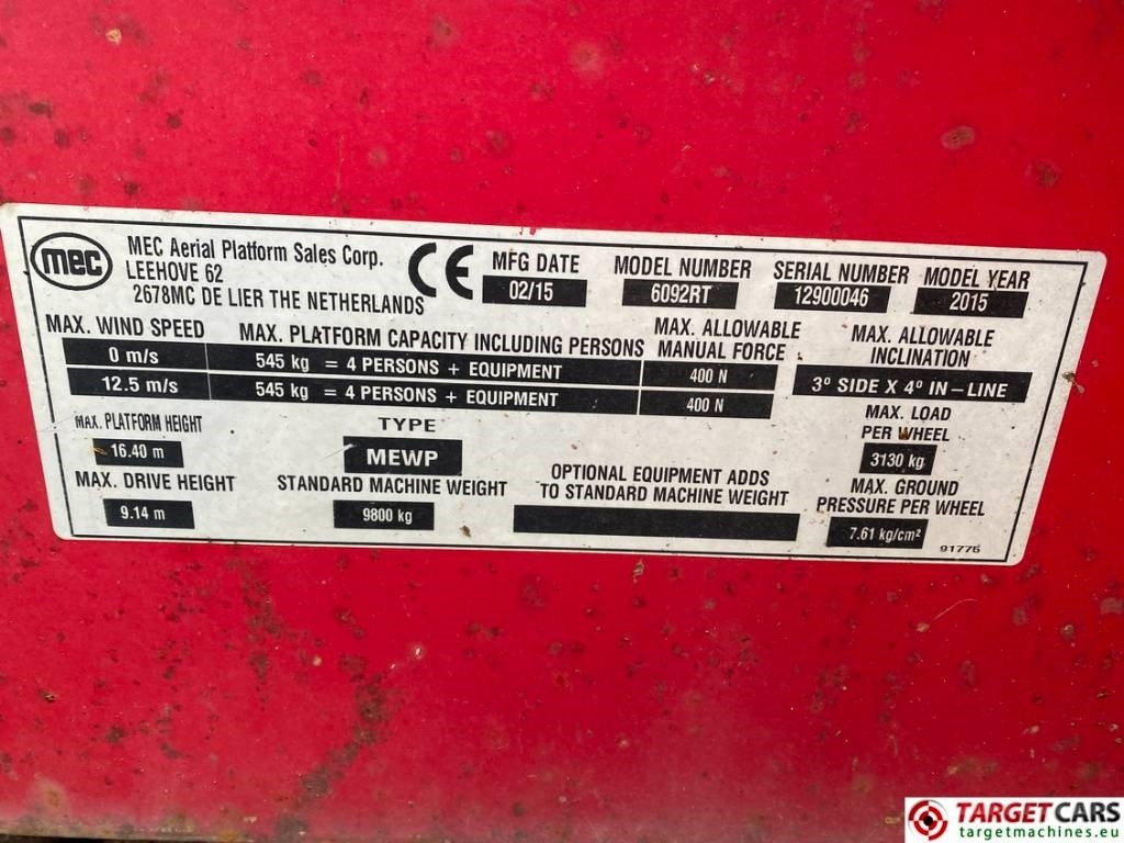 Škarjasta dvižna ploščad MEC 6092RT Diesel 4x4 Scissor Work LIft 2020cm: slika 10