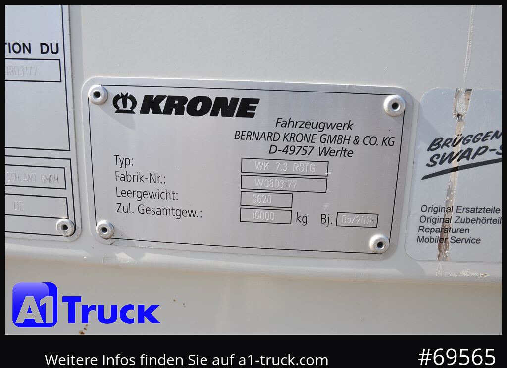 KRONE Wechselbrücke BDF 7,45 Koffer, Textil 2750mm innen, 20 x vorhanden - Zamenljivo tovorišče - zaboj: slika 4 KRONE Wechselbrücke BDF 7,45 Koffer, Textil 2750mm innen, 20 x vorhanden - Zamenljivo tovorišče - zaboj: slika 4