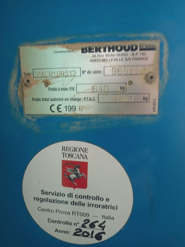 Škropilnica montirana na traktor Berthoud MACK10: slika 10