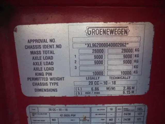 Kontejnerska polprikolica/ Polprikolica z zamenljivim tovoriščem Groenewegen 20 CC-10-18: slika 8 Kontejnerska polprikolica/ Polprikolica z zamenljivim tovoriščem Groenewegen 20 CC-10-18: slika 8