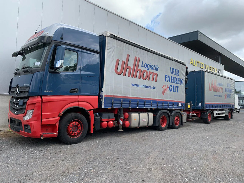 Mercedes-Benz Actros 2548 6X2 + Aanhanger*Palfinger crane*Cruise control*Airco* - Tovornjak s ponjavo, Tovornjak z dvigalom: slika 1 Mercedes-Benz Actros 2548 6X2 + Aanhanger*Palfinger crane*Cruise control*Airco* - Tovornjak s ponjavo, Tovornjak z dvigalom: slika 1
