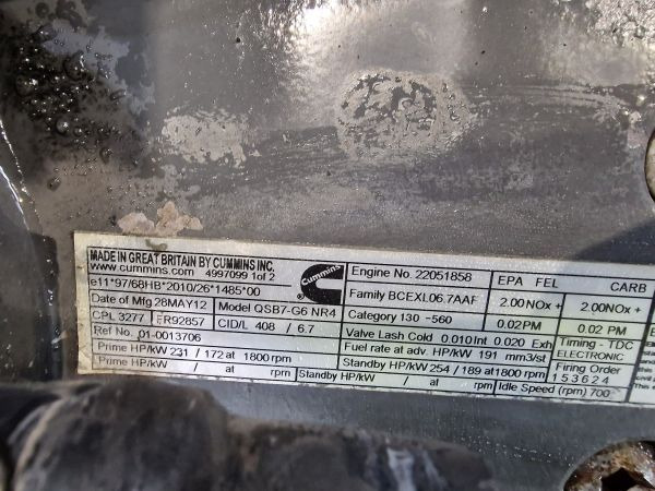 Cummins QSB7-G6 NR4 CPL3277 Engine (Plant) - Motor za Gradbeni stroj: slika 2 Cummins QSB7-G6 NR4 CPL3277 Engine (Plant) - Motor za Gradbeni stroj: slika 2