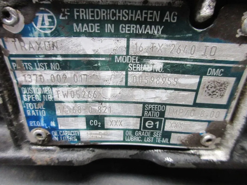 DAF 16 TX 2640 IO // RATIO 14,68-0,821 1370002017//TW 05266 DAF GINAF 2020 ZONDER SCHAKEL MODULEN - Menjalnik za Tovornjak: slika 5 DAF 16 TX 2640 IO // RATIO 14,68-0,821 1370002017//TW 05266 DAF GINAF 2020 ZONDER SCHAKEL MODULEN - Menjalnik za Tovornjak: slika 5