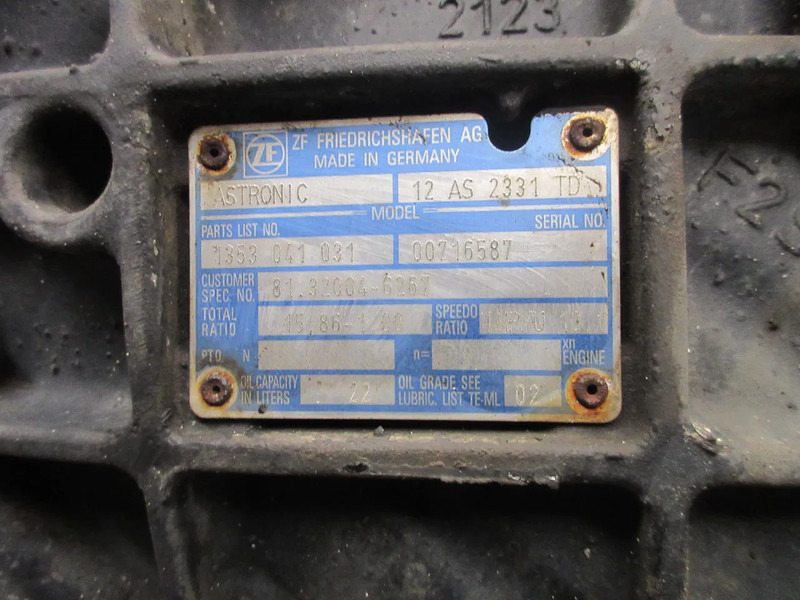 MAN 81.32004-6267 // 12AS2331 TD RATIO 15,86-1.00 TRANSMISSSIE EURO 5 - Menjalnik za Tovornjak: slika 5 MAN 81.32004-6267 // 12AS2331 TD RATIO 15,86-1.00 TRANSMISSSIE EURO 5 - Menjalnik za Tovornjak: slika 5