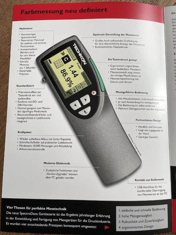 Compact spectral densitometer Techkon SpectroDens Premium - Tiskarski stroj: slika 3 Compact spectral densitometer Techkon SpectroDens Premium - Tiskarski stroj: slika 3