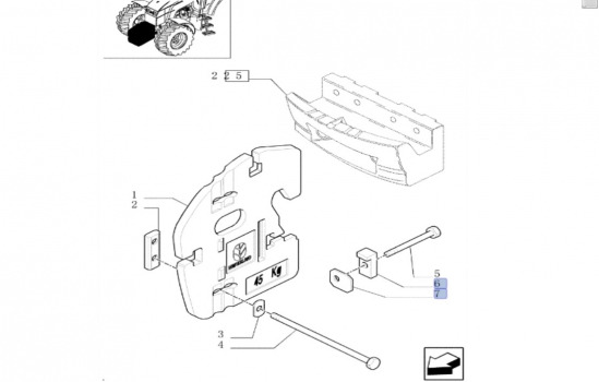 Protiutež New Holland Case Tm, Mxm, T6, T7, Tsa, T7000, Maxxum, Puma Fan Weight Lock Plate Kit 82012443: slika 10
