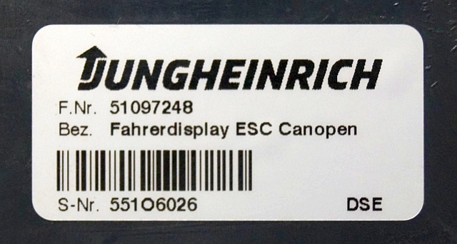 Jungheinrich 51097248 | Display ESC canopen sn. 551O6026 - Armaturna plošča za Oprema za rokovanje z materiali: slika 3 Jungheinrich 51097248 | Display ESC canopen sn. 551O6026 - Armaturna plošča za Oprema za rokovanje z materiali: slika 3