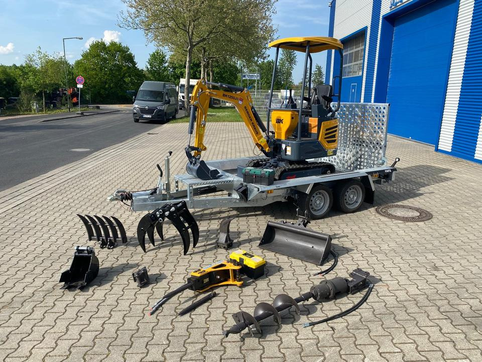 Minibagger BK1250JS + Tieflader + Zubehör *INKL.19% MWST*KUBOTA*BERGER KRAUS*JOYSTICK*SOFORT!* - Mini bager, Prikolica: slika 1 Minibagger BK1250JS + Tieflader + Zubehör *INKL.19% MWST*KUBOTA*BERGER KRAUS*JOYSTICK*SOFORT!* - Mini bager, Prikolica: slika 1
