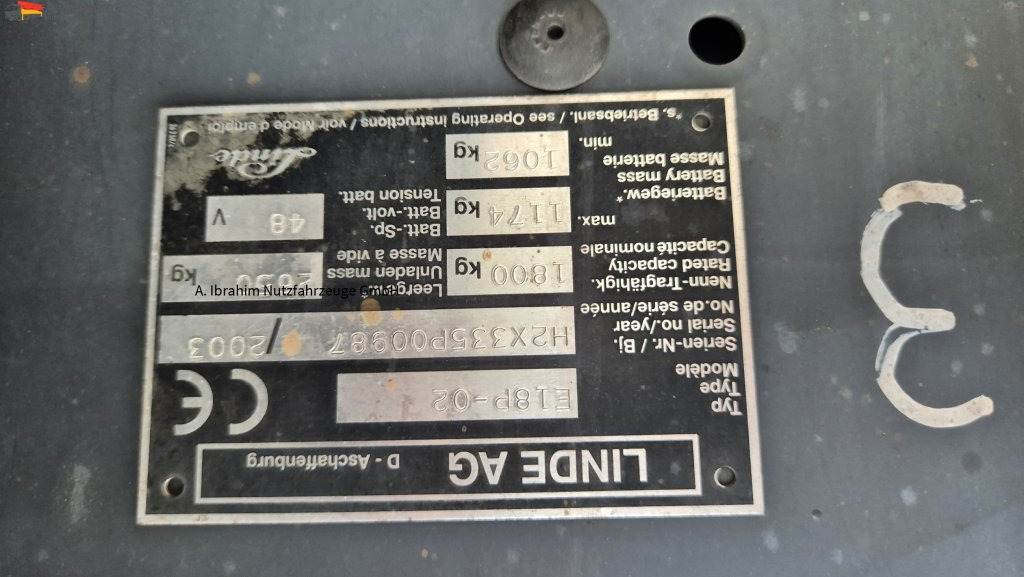 Linde E18 P Triplexmast Hubhöhe 6.60 m lt. Traglastdiagramm - Električni viličar: slika 4 Linde E18 P Triplexmast Hubhöhe 6.60 m lt. Traglastdiagramm - Električni viličar: slika 4