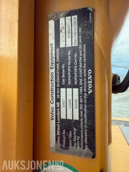2005 Volvo L220E HJULLASTER - 15364 Timer - Kolesni nakladalec: slika 5 2005 Volvo L220E HJULLASTER - 15364 Timer - Kolesni nakladalec: slika 5
