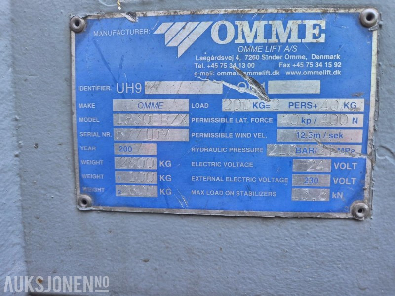 2007 Omme 1830 lift - Dvižna ploščad: slika 4 2007 Omme 1830 lift - Dvižna ploščad: slika 4